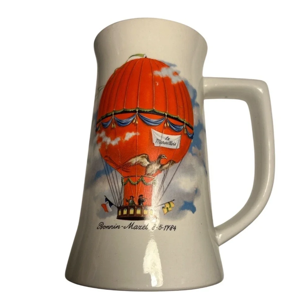 Ceramarte Brazil Hot Air Balloon Beer Stein Le Marseillois Bonnin-Maret 1784 Mug